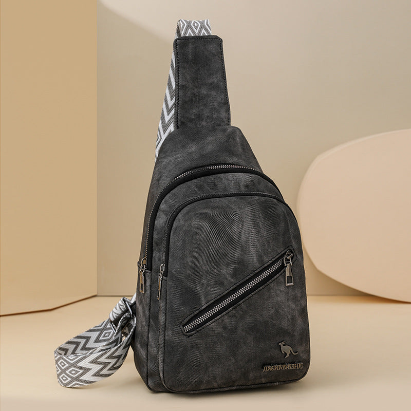 Women Chest Bag Korean Casual Messenger Bag Women Retro Soft Leather Shoulder Bag Popular Backpack