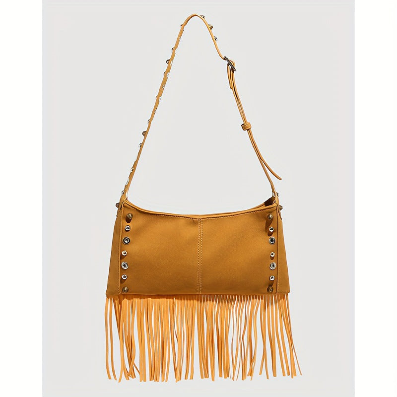 Arrival Suede Small Square Bag Classic Tassel Shoulder Crossbody Women Bag Office Metal Breathable Hole Underarm Bag