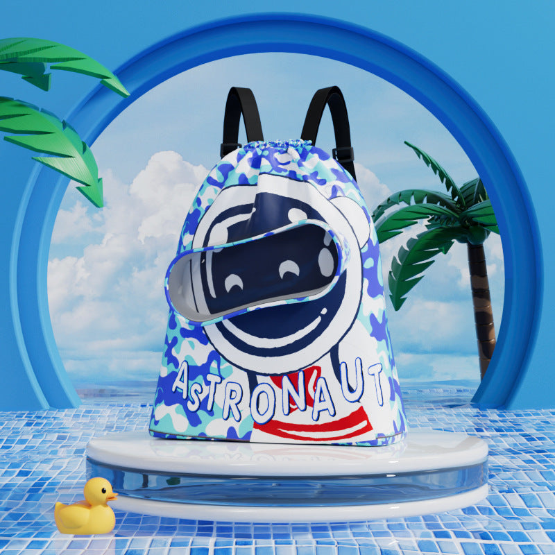 Children's swimming bag, wet and dry separation toilet bag, large-capacity swimming storage bag, beach storage bundle backpack.