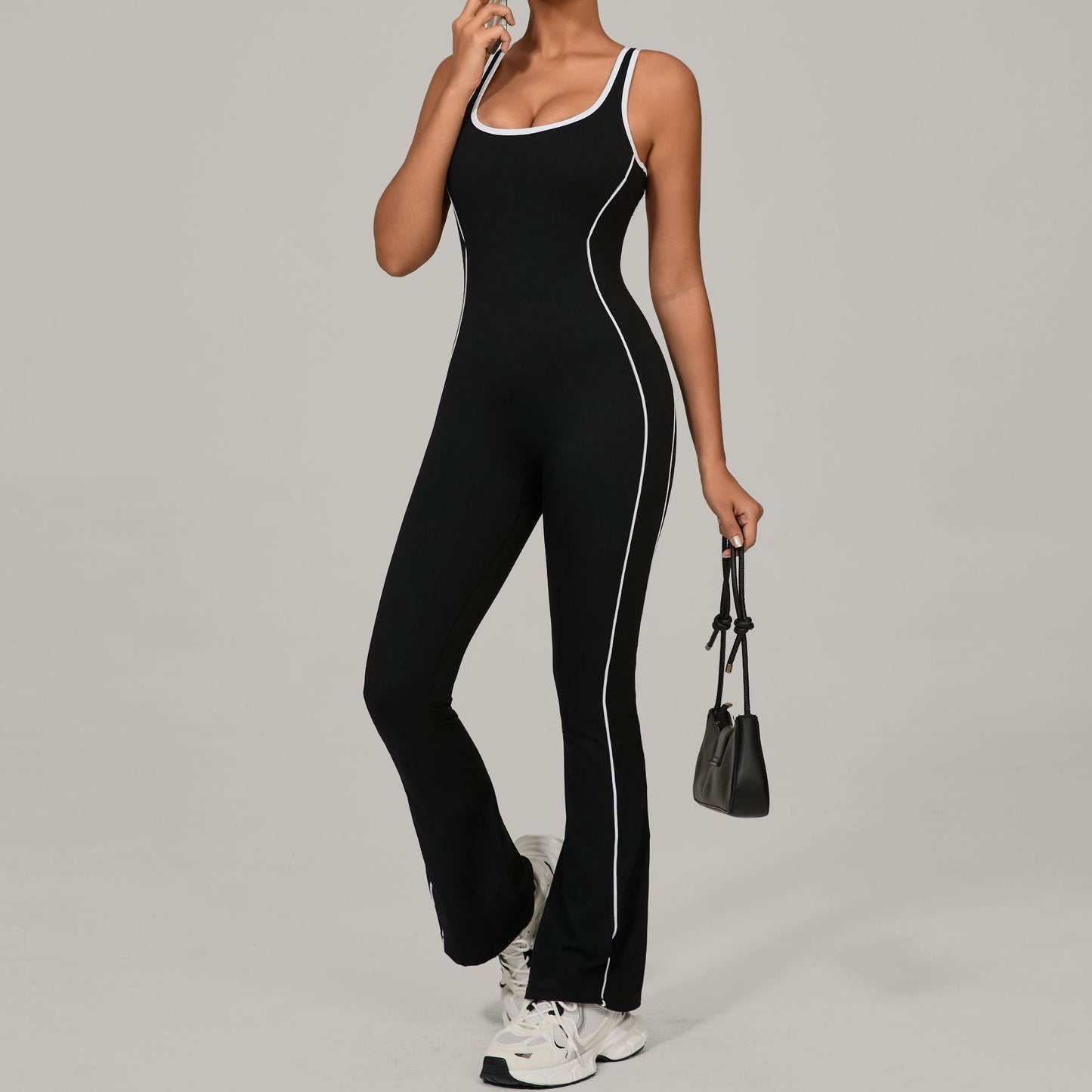 Autumn Sand Hollow Out Cutout out Beauty Back Yoga Clothes Dance Sports Jumpsuit Hip Lifting Pleated Slightly Pull Yoga Jumpsuit