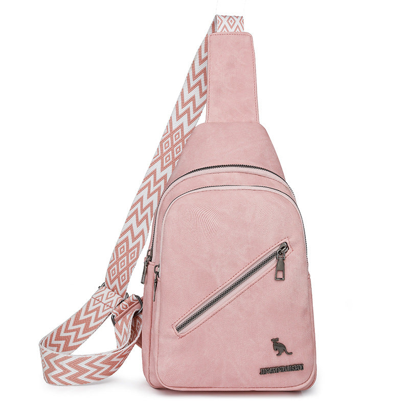 Women Chest Bag Korean Casual Messenger Bag Women Retro Soft Leather Shoulder Bag Popular Backpack