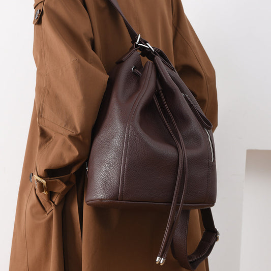 Casual Backpack Retro Women Backpack Drawstring Bag Bag Loose Sense Large Capacity Office Bag Women