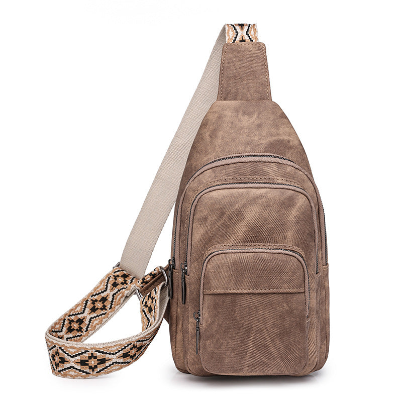 Chest Bag Wind Office Portable Retro Brown Crossbody Bag Simple Small Backpack Women Chest Bag