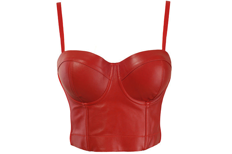 Leather Women Summer Solid Color Stretch Small Tank Top Underwear Sexy Cropped Bra Small Sling