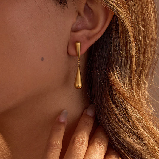 Minimalist Normcore Water Drop Geometric Abstract Niche Design Earrings Long High Grade Light Luxury Earrings