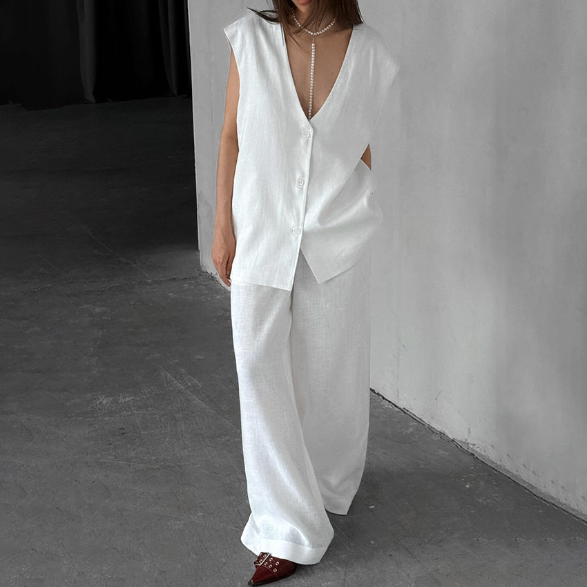 Spring Sleeveless Loose Vest Pants Pajamas Set Casual Comfortable Women Homewear Outerwear
