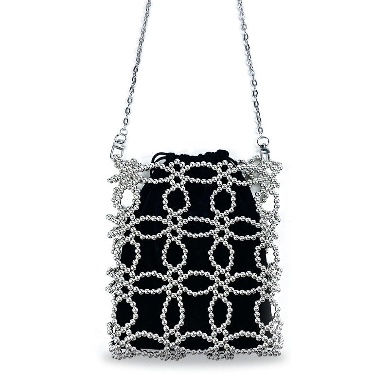 Summer High Grade Handmade Beaded Hand Carrying Small Square Bag Women Wild Shoulder Bag Mobile Phone