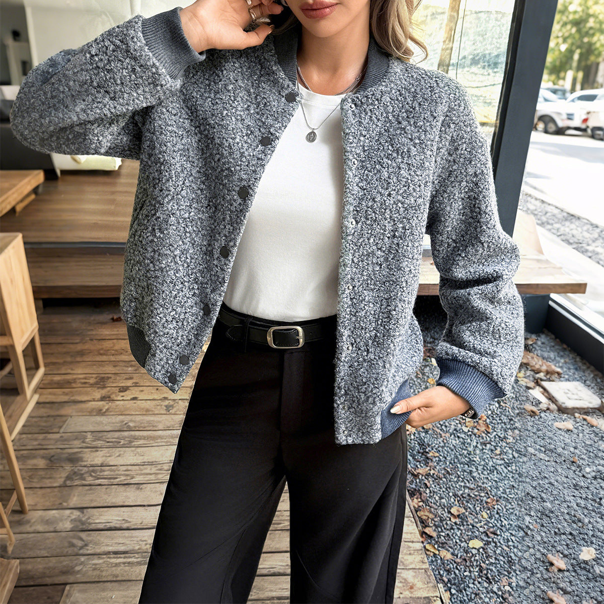 Casual Button Long Sleeved Coat Women Clothing Autumn Winter