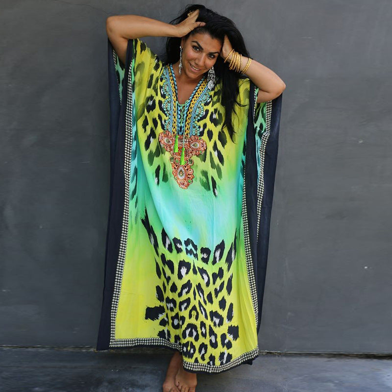 Rope Positioning Maxi Dress Loose Robe Seaside Vacation Beach Dress Bikini Swimsuit Blouse Women