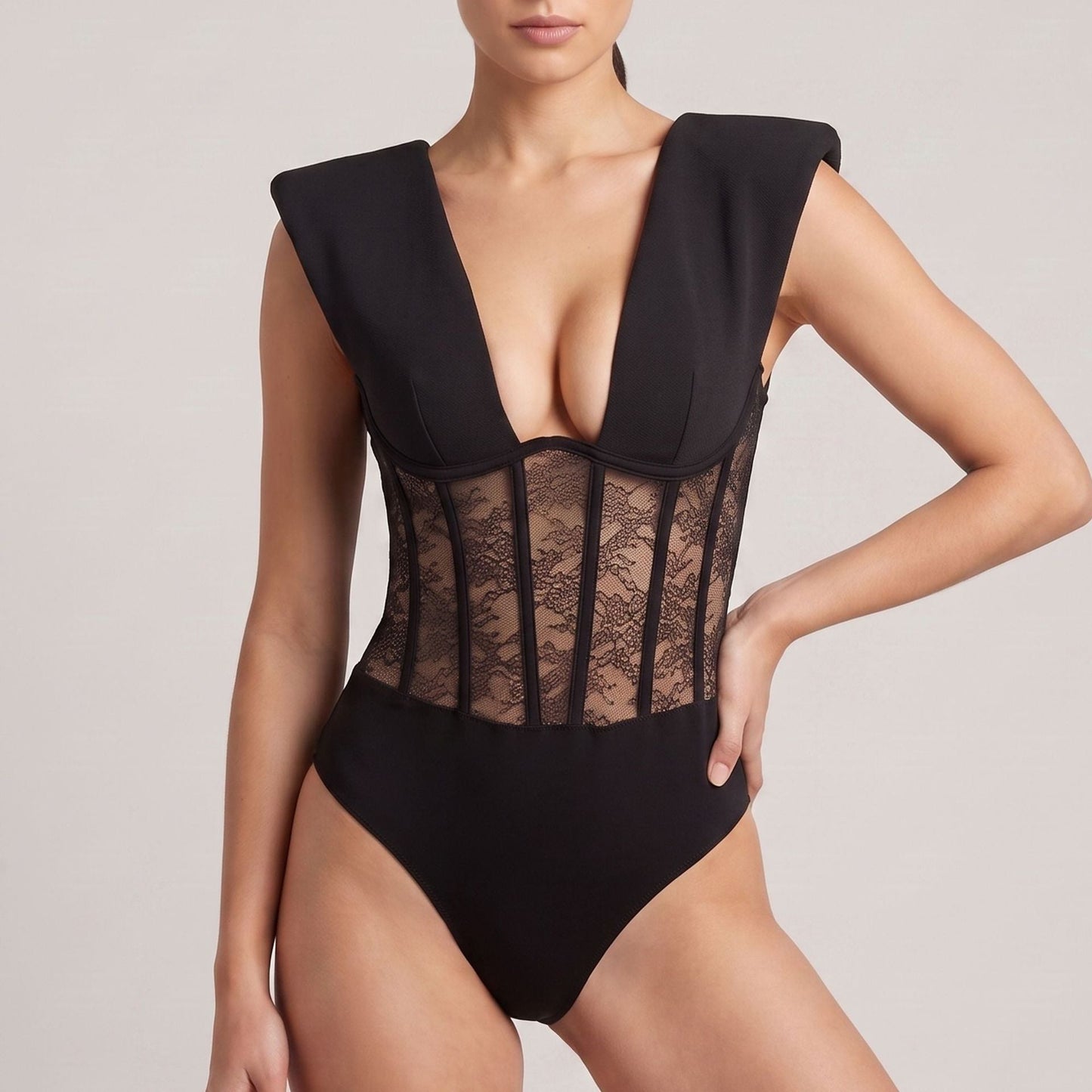 Lace Jumpsuit Sexy Slimming Corset Back Shaping Padded Sling Zipper Slim Fit Shaping
