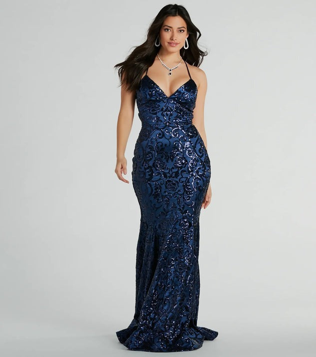 Women Clothing Sexy Lace up Sequ Dress All Matching Maxi Dress