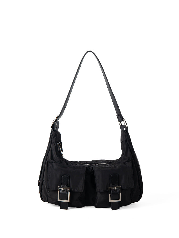 Design multi-pocket lightweight nylon shoulder armpit bag, women's versatile commuter handbag, women hobo bag small