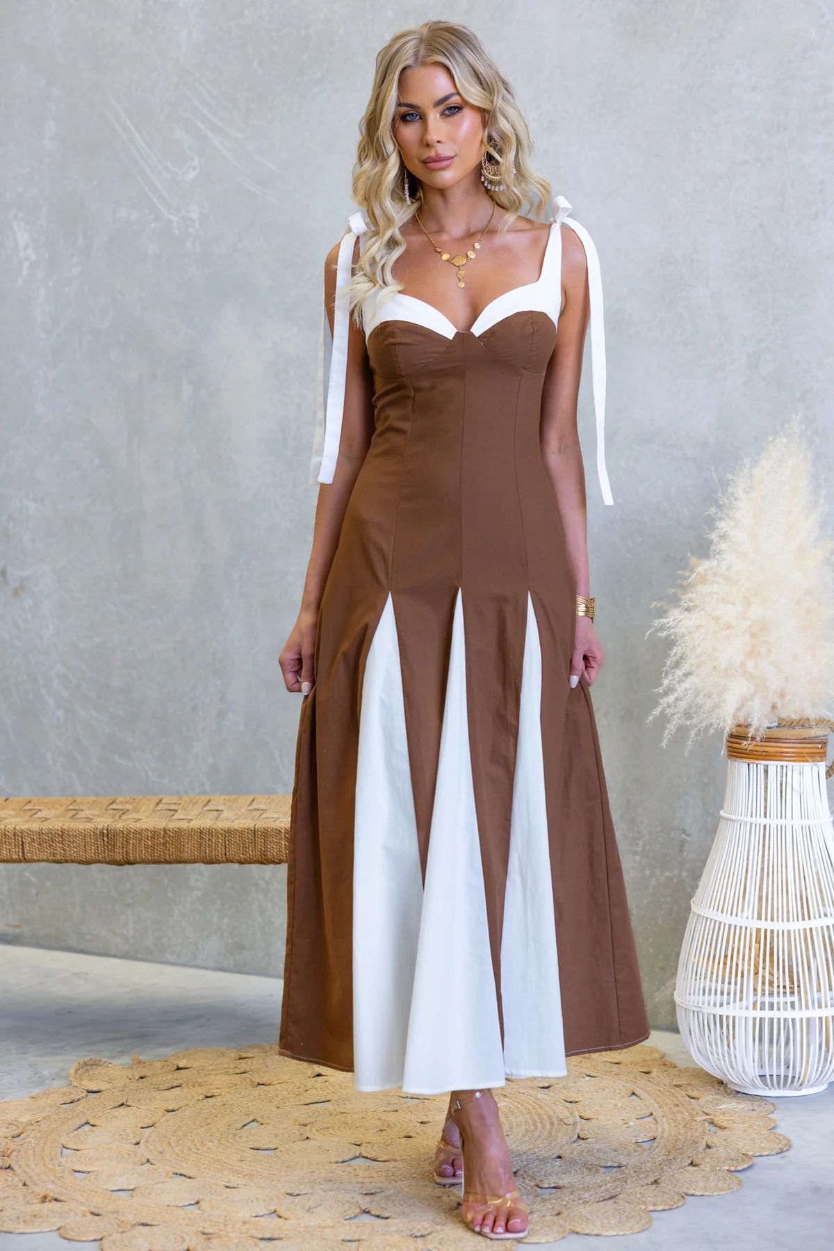 Spring Summer Digital Printing Bohemian Swing Mid Length Dress