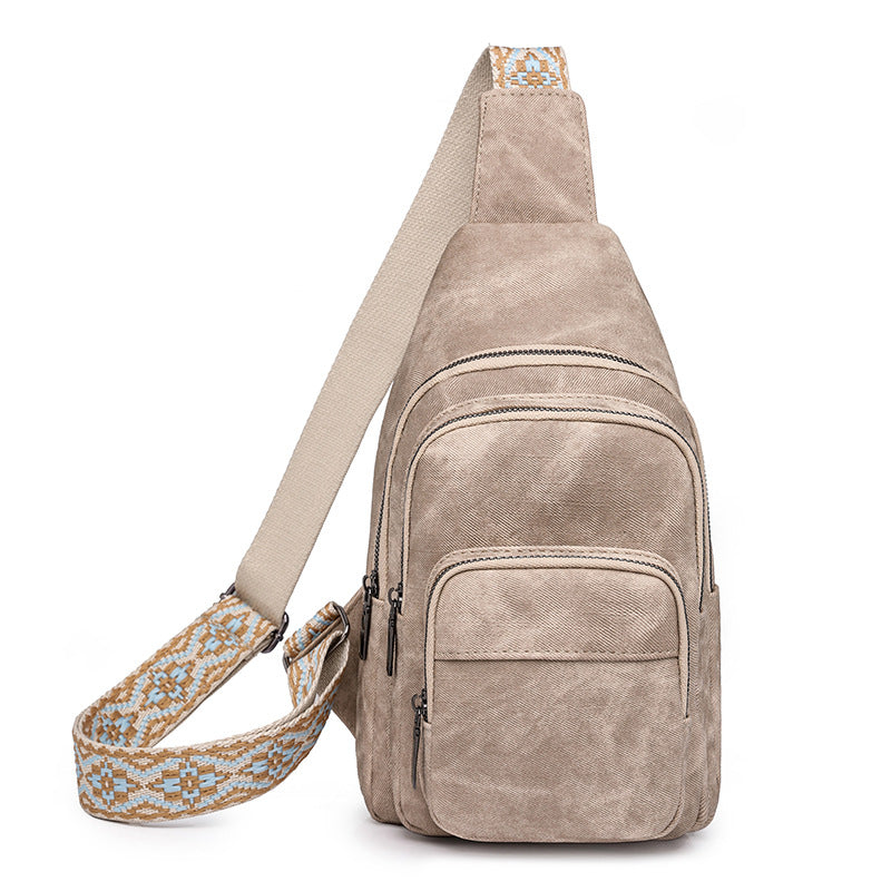 Chest Bag Wind Office Portable Retro Brown Crossbody Bag Simple Small Backpack Women Chest Bag