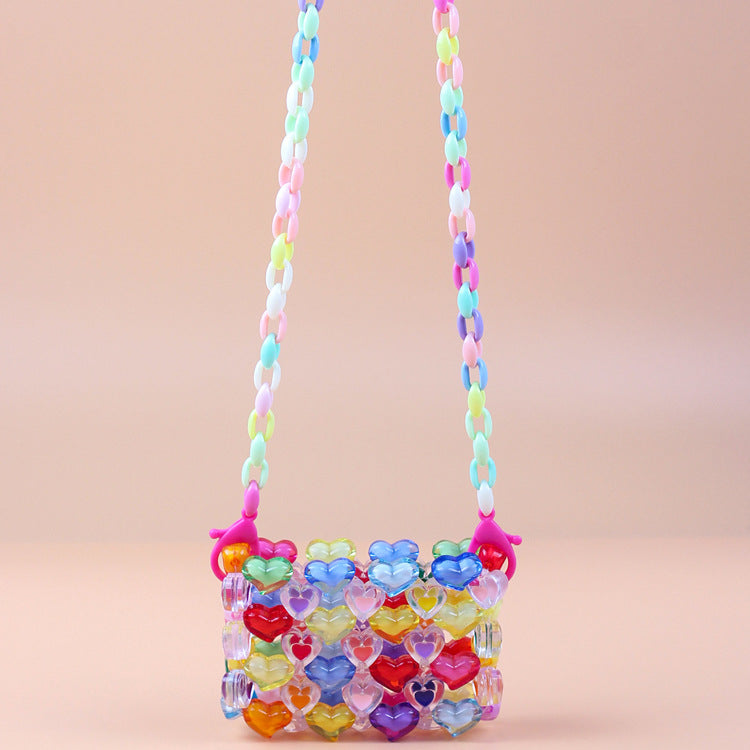 Mini Lipstick Headset Messenger Bag Texture Acrylic Hand Woven Chain Bag Lightweight Beach Bag