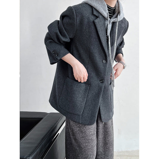 Korean Autumn Winter Blazer for Women High Sense Casual Woolen