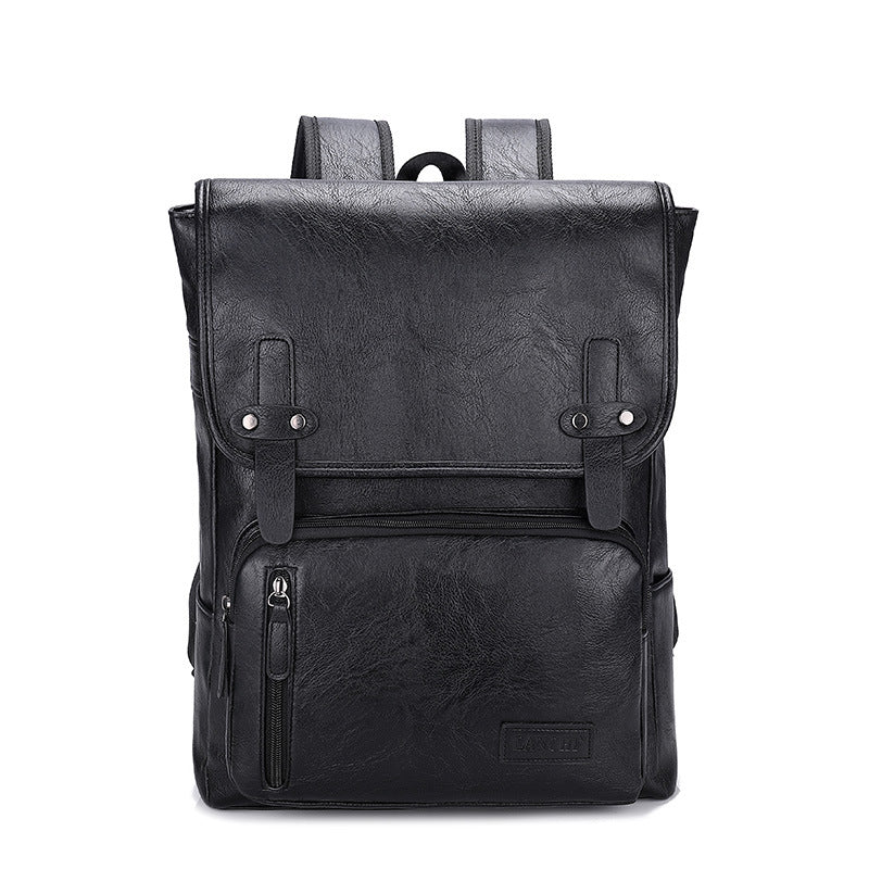 Trendy Men's Retro Backpack Trendy Cover Travel Business Bag Soft Leather Men's Backpack MB21080303