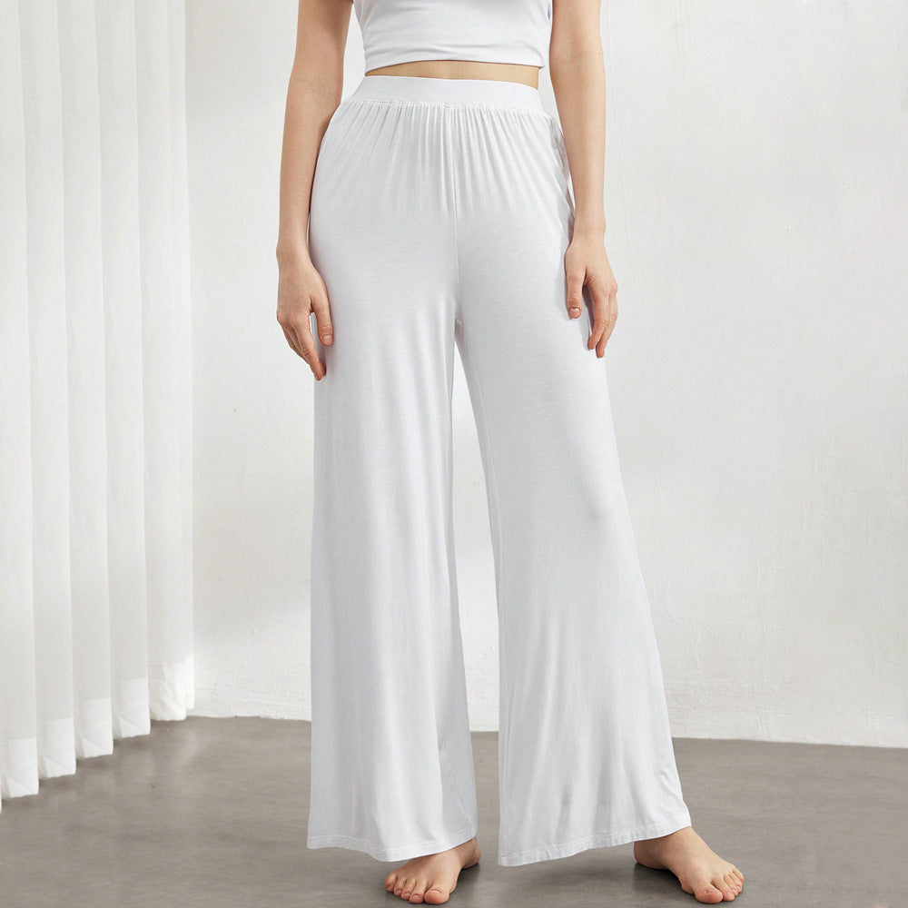 Casual Pajamas Wide Leg Pants Summer High Waist Solid Color Comfort Thin Pants for Women