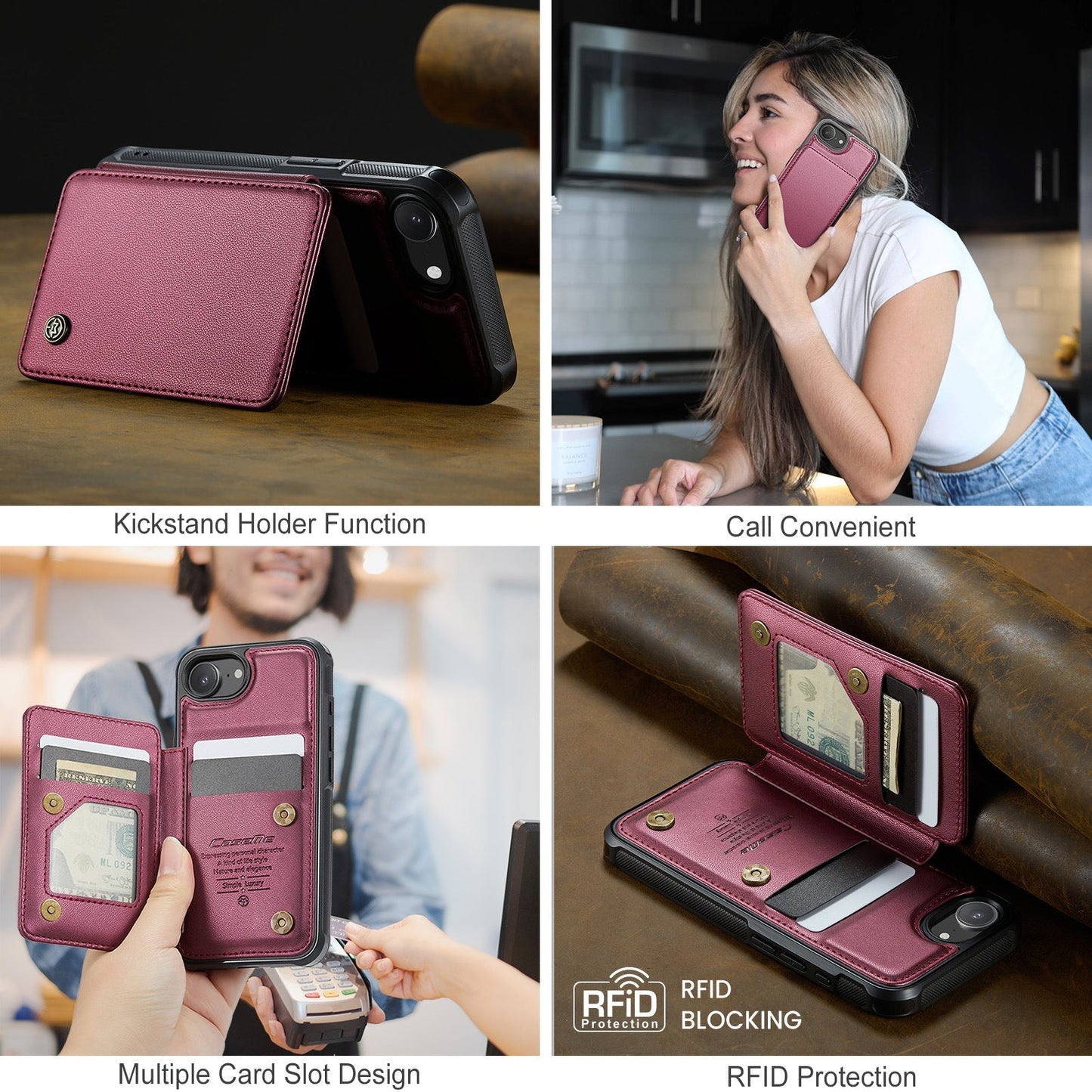 For IPhone17 Magsafe Wallet Magnetic Card Holder RFID Blocking, PU Leather Minimalist Phone Wallet Compatible with MagSafe Phones and Cases for iPhone 16/15/14/13/12/Pro/Max/Plus