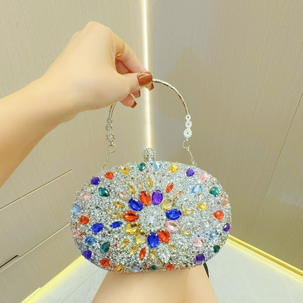 Clutch Purses for Women Evening Bag Nude Purse Luxury Handbag Bride Wallet Glitter Multicolor Rhinestone Bags   M4669-285W117