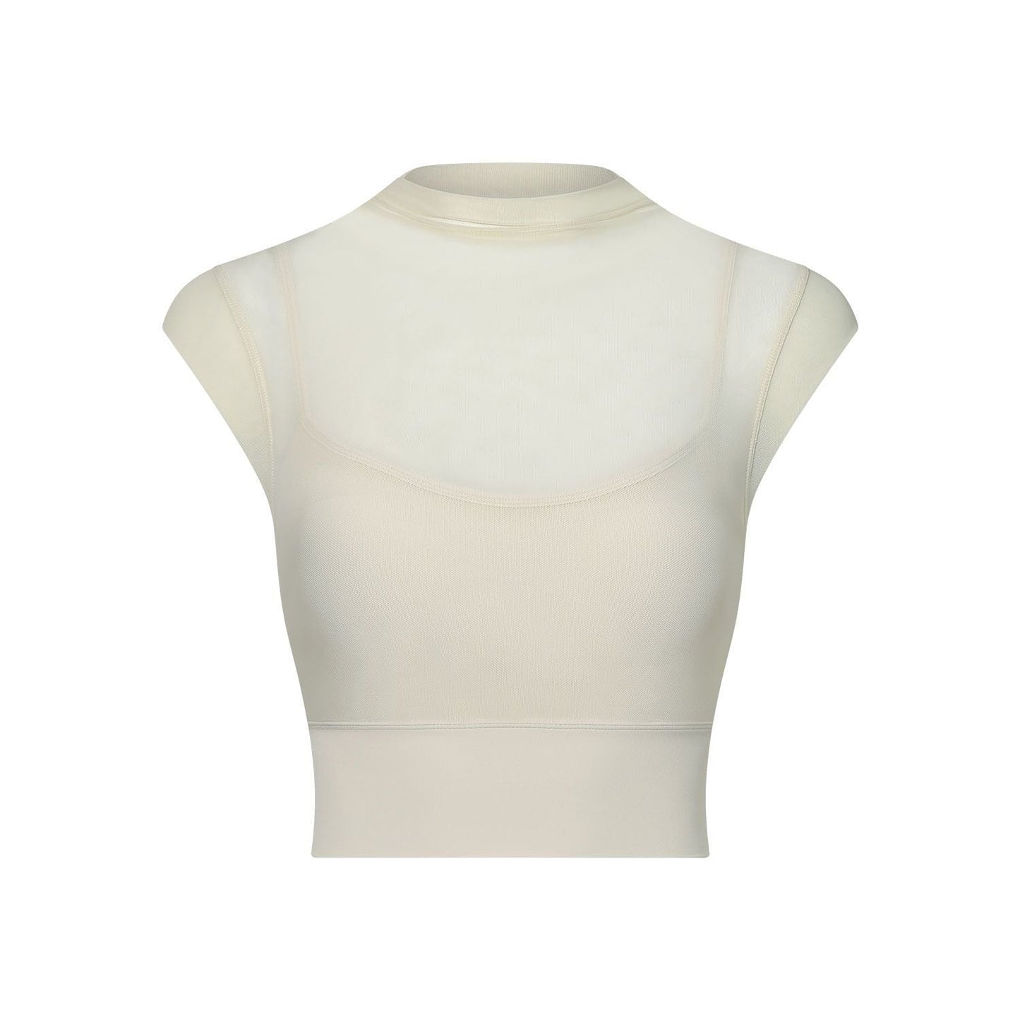 Sexy Mesh Yoga Clothes Flounced Sleeve Running Quick Drying Sports Bra with Chest Pad One Piece Cup Workout Clothes Top