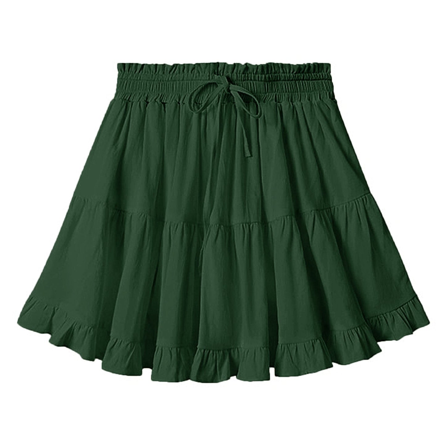 Women Clothing Drawstring Lace Skirt High Waist Elastic Pantskirt Beach All Matching Skirt Women