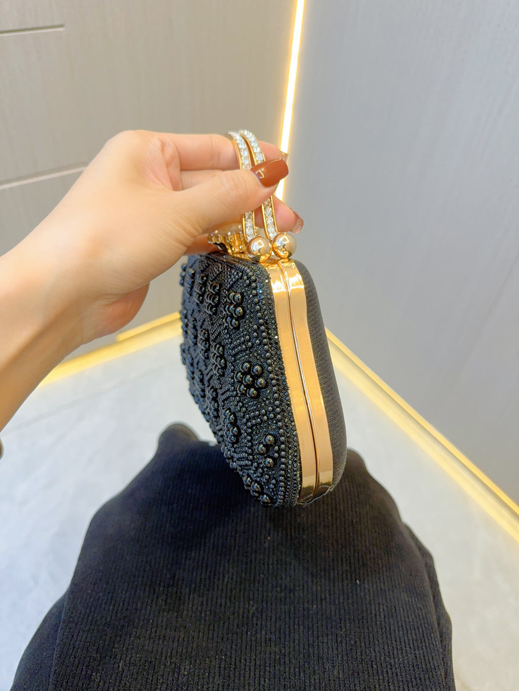 Vintage Pearl Tote Clutch Wedding evening clutch Dinner bag M4676-089113