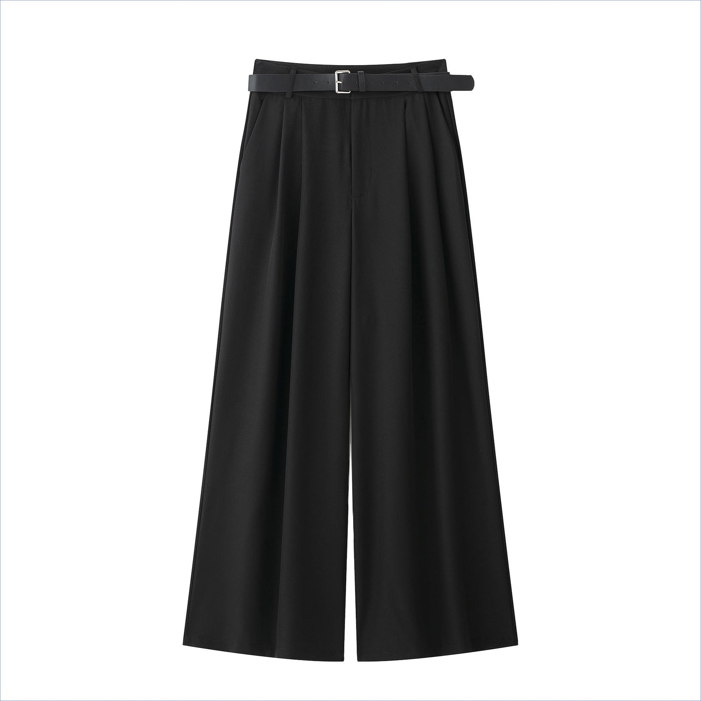 With Belt Pairs Pleated Work Pant Spring Summer High Waist Trousers Women Casual Wide Leg Pants