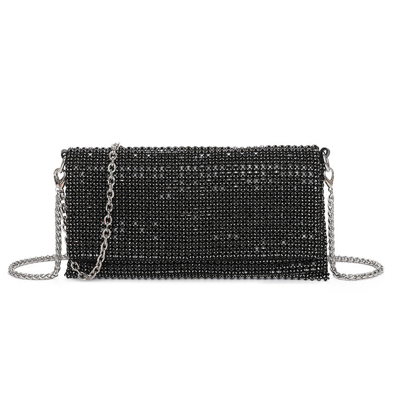 Dinner Bag Women Summer Chain Rhinestone Bag All Match Hand Sewing Messenger Bag Trendy