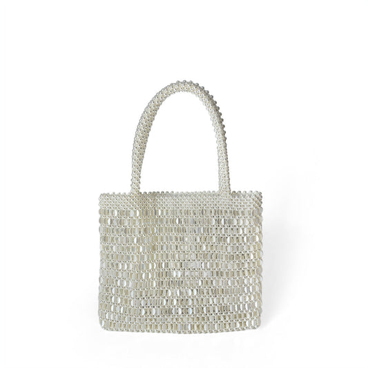 Hand Woven Beaded Bag Vintage Metal Shiny Bag Sequ Pearl Bag Shopping Bag Shoulder Clutch