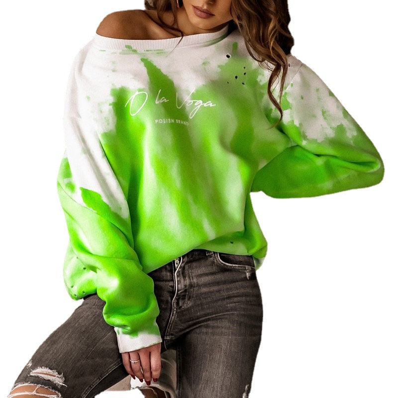 Women Clothes Printed Tie-Dyed Long Sleeve round Neck T- Sweatshirt for Women Sweatshirt
