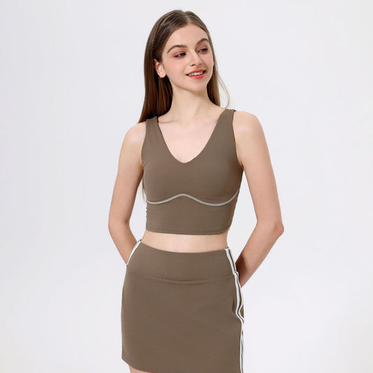 Slim Fitting Back Shaping Contrast Color Yoga Vest Nude Feel Abdominal Exercising Band Chest Pad Non Running Cup Sports Underwear Outdoor Vest