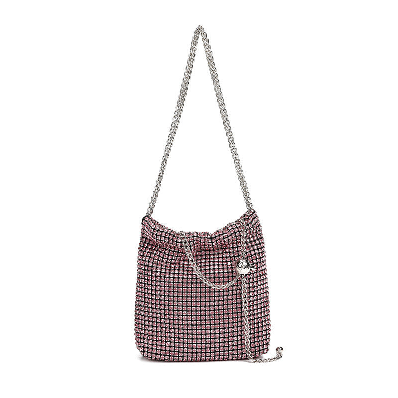 Rhinestone Full Diamond Small Golden Balls Shoulder Bag Diamond Embedded Dinner Messenger Bag for Women