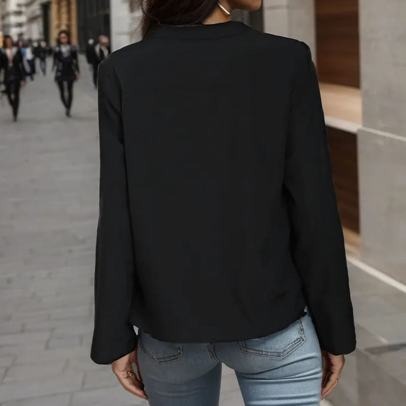 Spring Women Clothing Pullover Solid Color Long Sleeve Shirt for Women