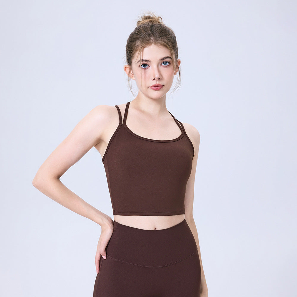 Nude Feel Water Drop Beauty Back Quick Drying Sports Underwear Women Shockproof Outer Wear Running Bra Fitness Yoga Wear Vest