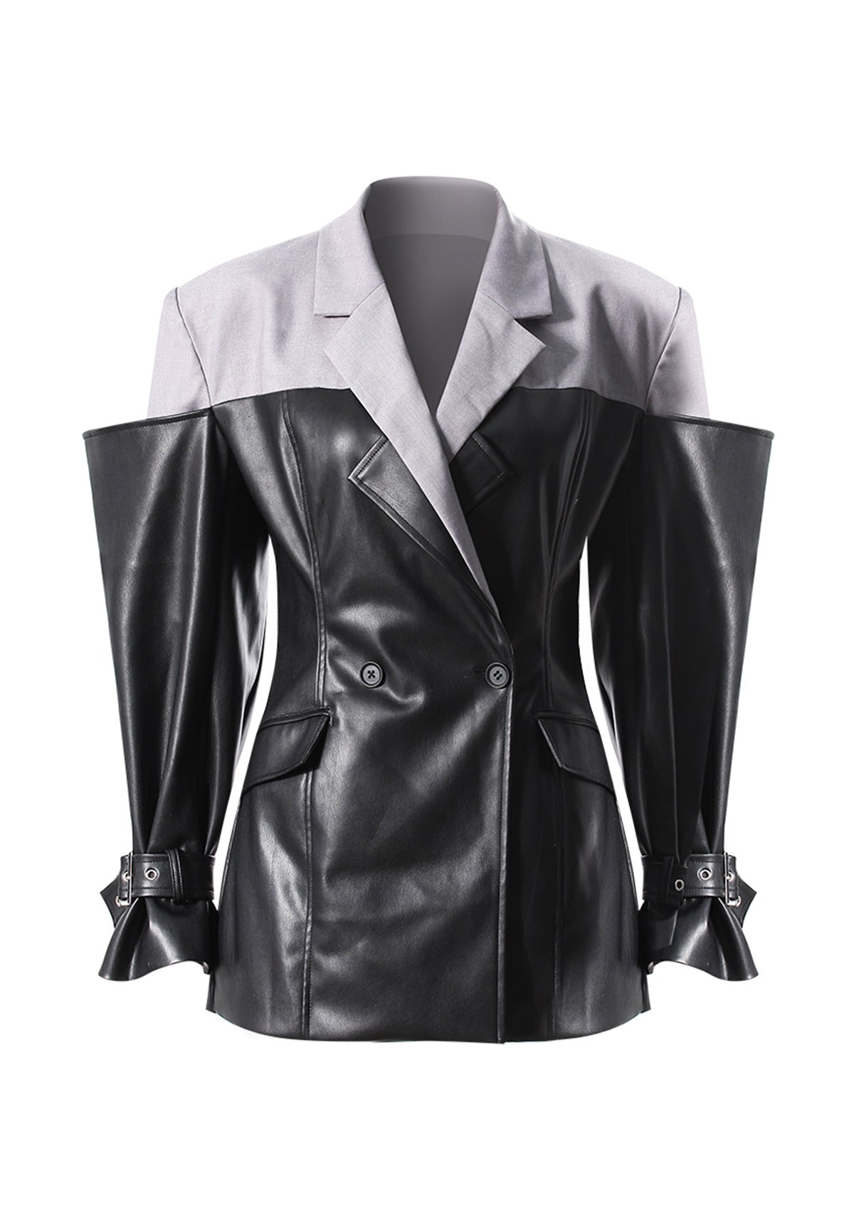 Niche Designer Faux Leather Stitching Blazers Autumn Unisex Jacket Women Jacket Loose Profile Coat Women
