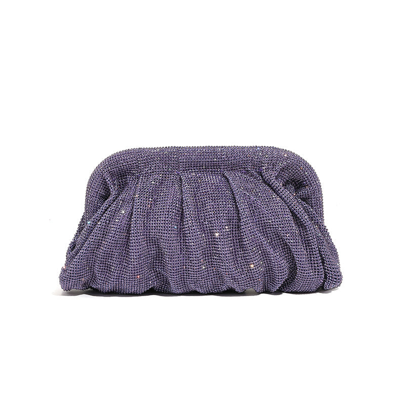 Rhinestone Cloud Bag Pleated Women Bag Texture High End Cosmetic Bag Niche Messenger Bag