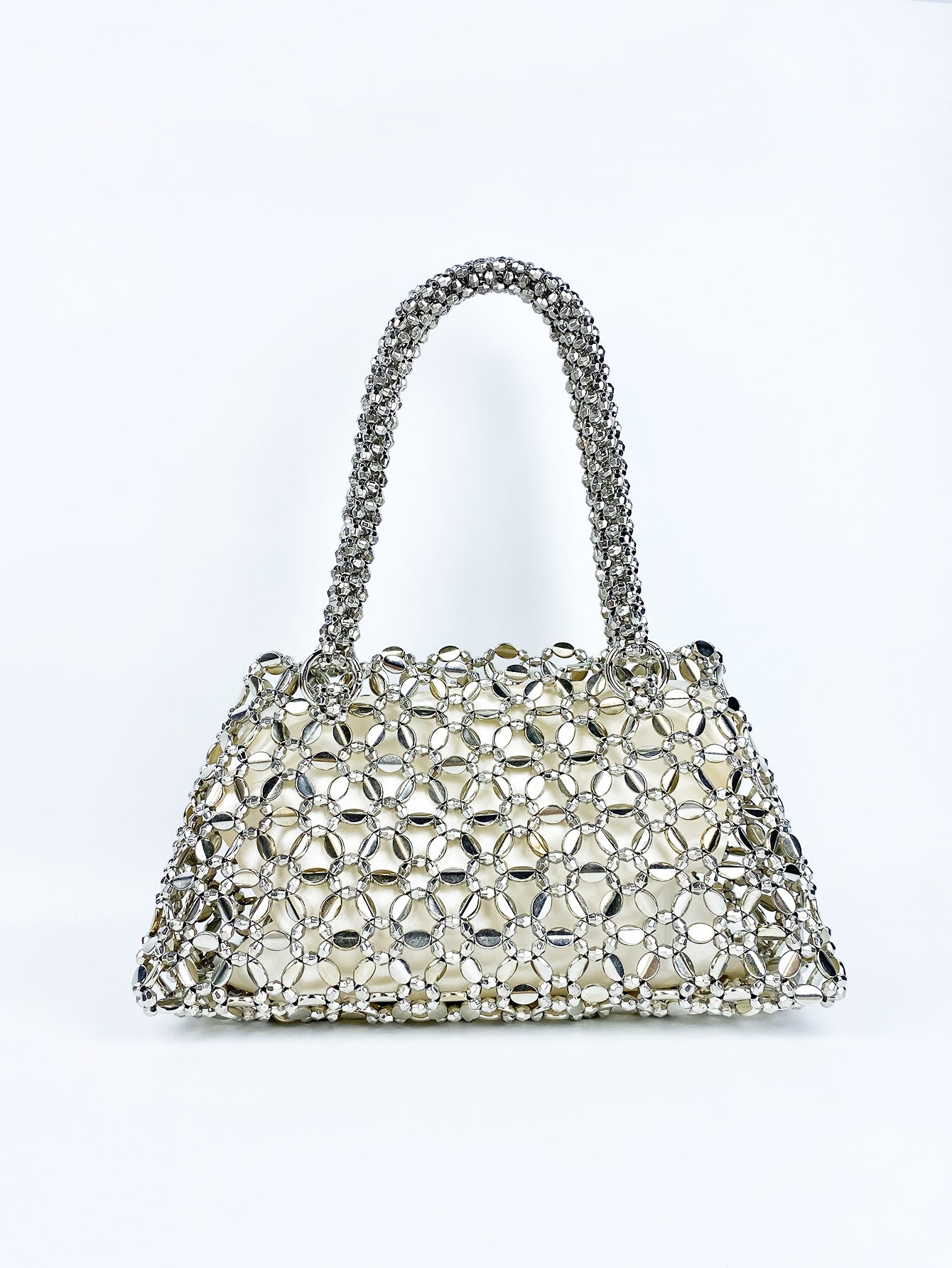 Personalized Woven Hollowed Good looking Ceiling Handbag Shiny Handmade Pearl Tote Underarm Bag