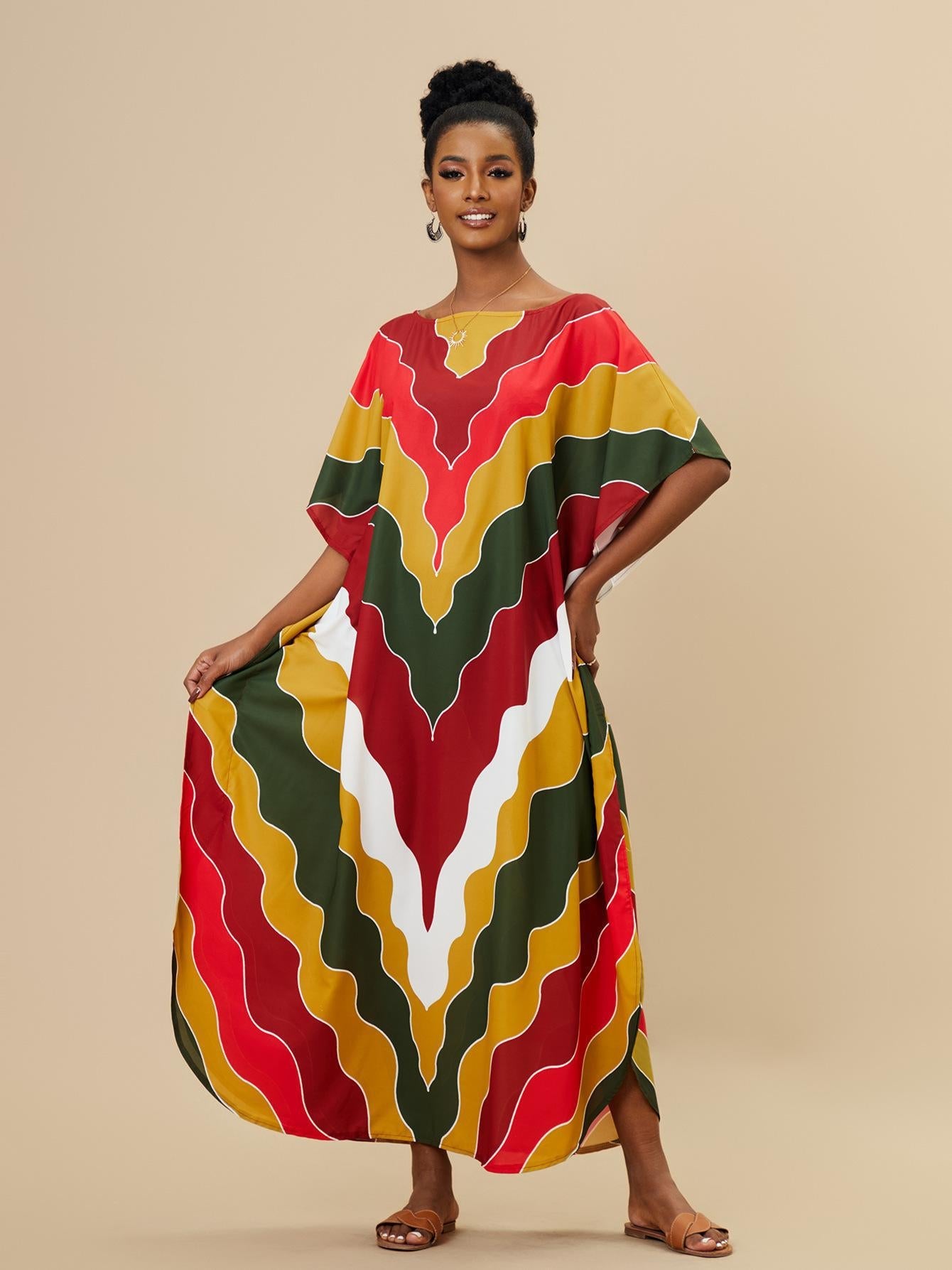 Print Beach Cover Up Sexy Loose Vacation Sun Protection Shirt Robe Bikini Cover Up