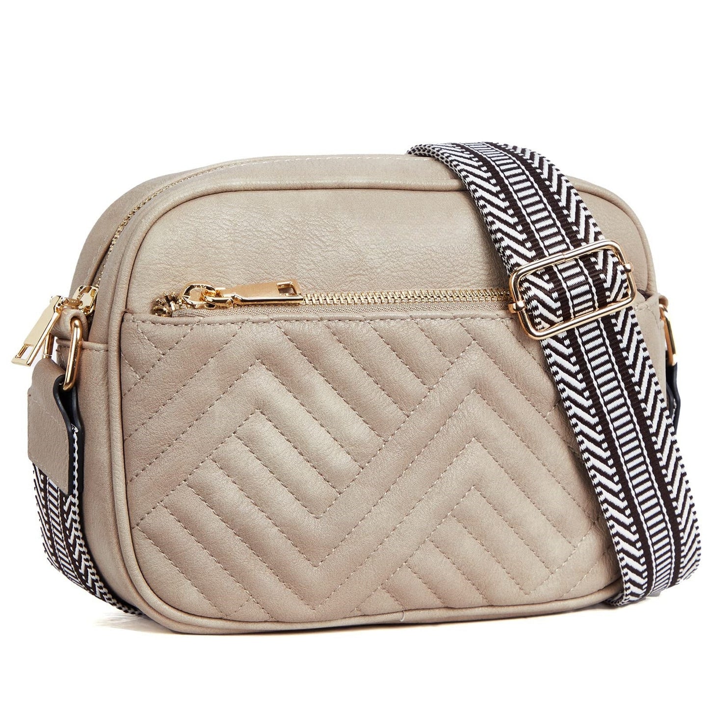 Vintage popular embroidered grid small women crossbody bag,Small Crossbody Purse for Women Triple Zip,