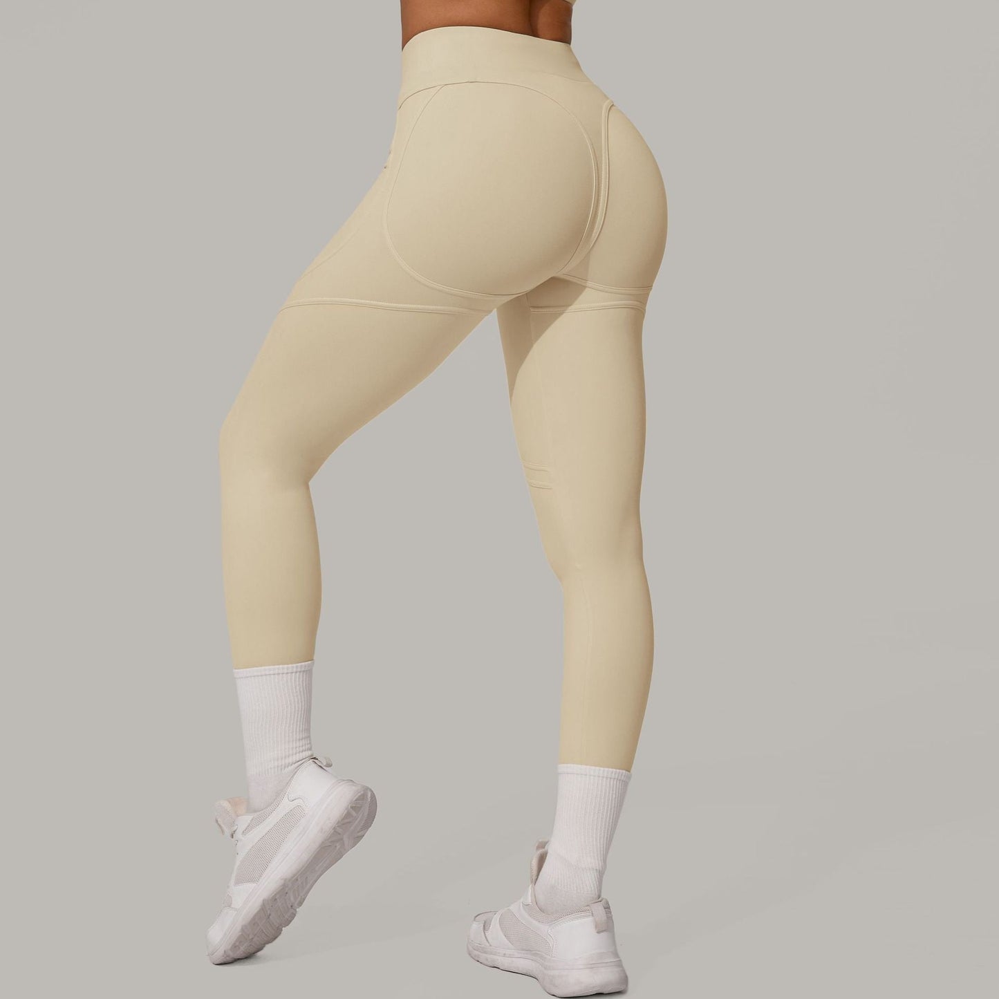 Autumn Sand High Waist Hip Lift Brushed Yoga Pants Running Quick Drying Fitness Pants Waist Slimming Hip Tight Sports Pants