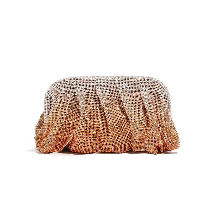 Rhinestone Cloud Bag Pleated Women Bag Texture High End Cosmetic Bag Niche Messenger Bag