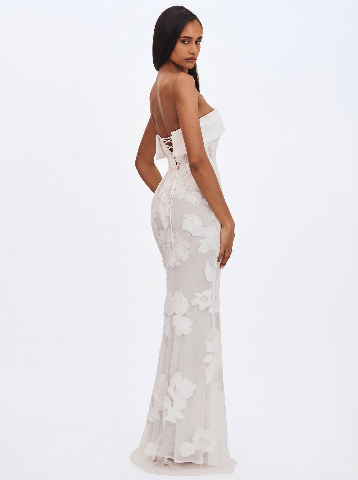 Raphaela White Floral Strapless Mermaid Wedding Dress