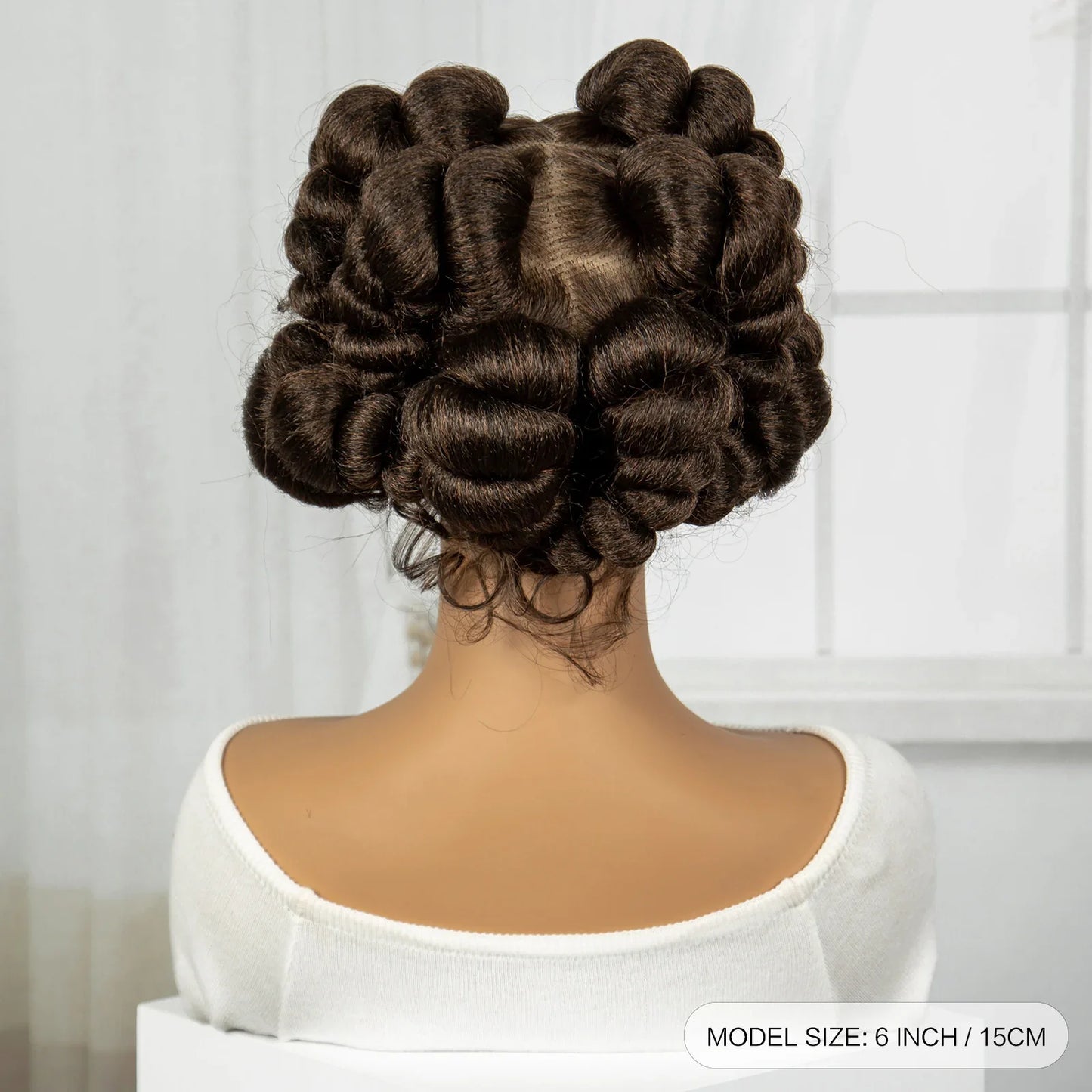Burgundy Bantu Knotless Braids Wig | Short Handmade Full Lace | Baby Hair