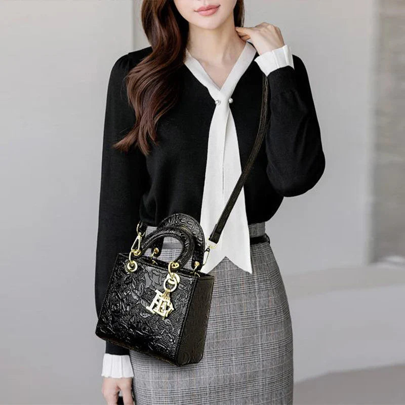 Brand Retro Ladies Handbag | High Quality PU Leather Shoulder Messenger Bag (Large Capacity Simple Commuter Bag for Women)