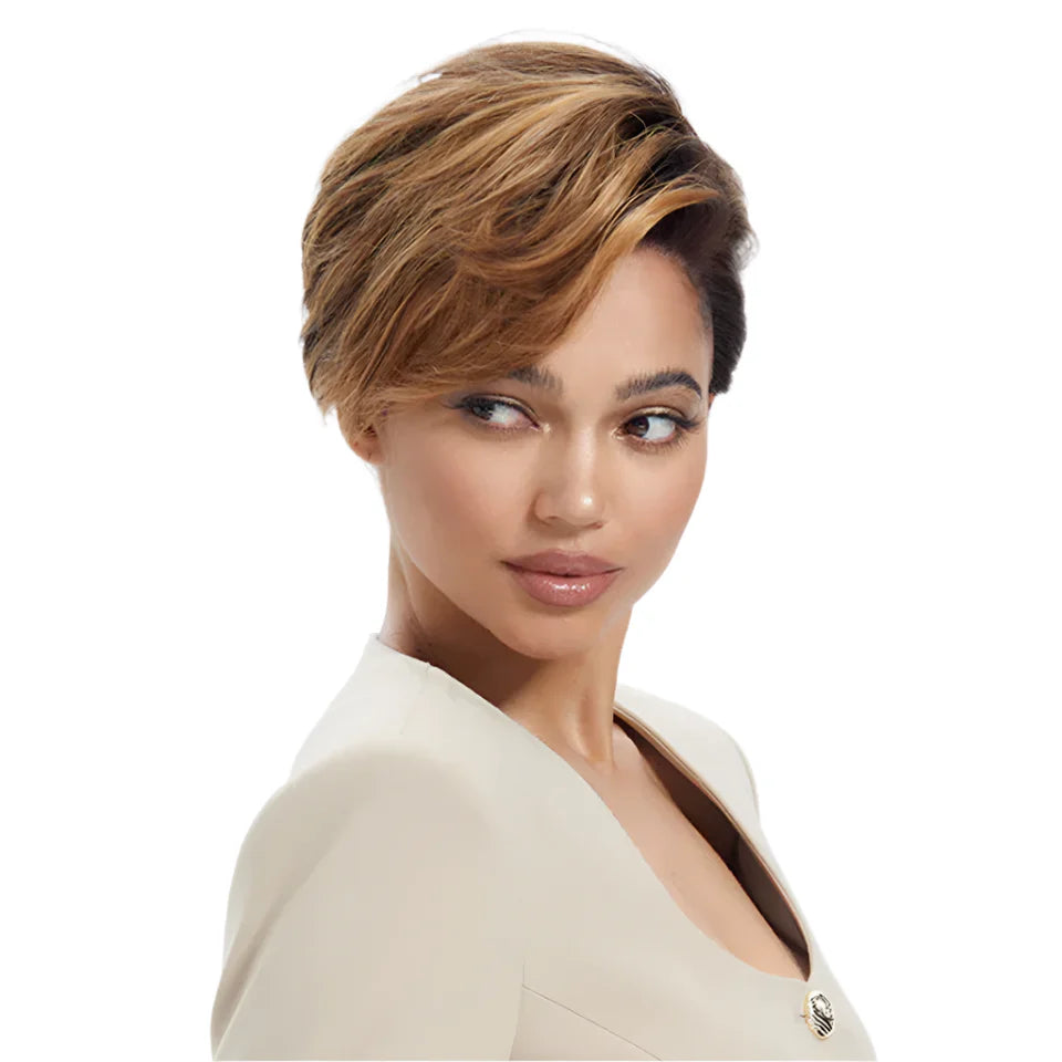 Rebecca Ombre Blonde 613 Pixie Bob Wig | HD Transparent T-Part Lace Front