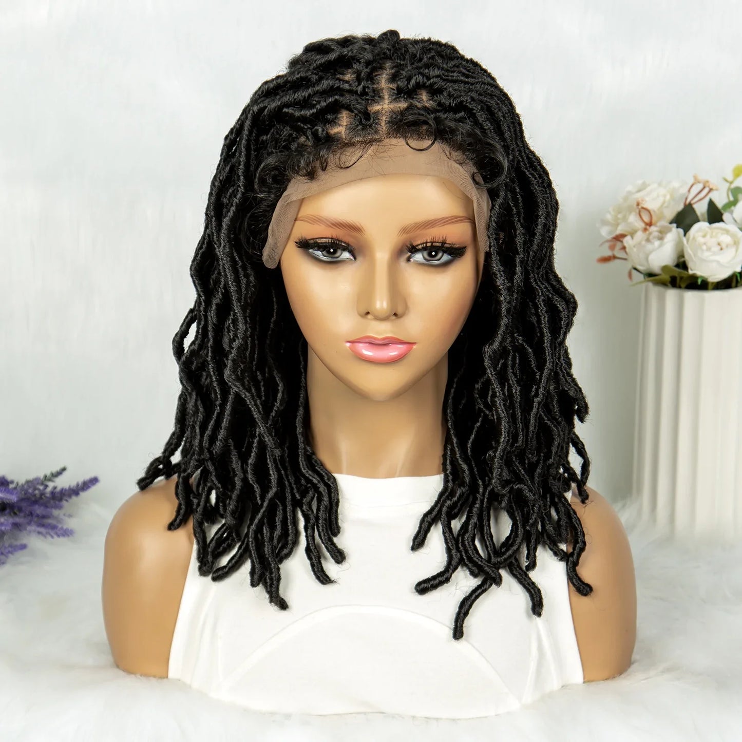 Lightweight Curly End Box Braids Wig | Lace Front Cornrows