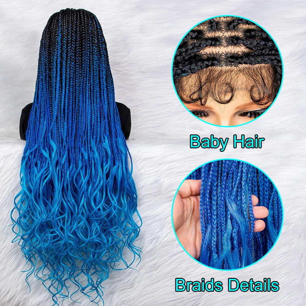 Lightweight Curly End Box Braids Wig | Lace Front Cornrows