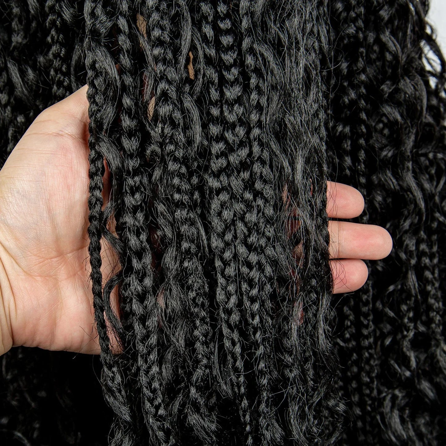 32" Natural Boho Knotless Braids Wig | HD Lace Front | Baby Hair | Synthetic