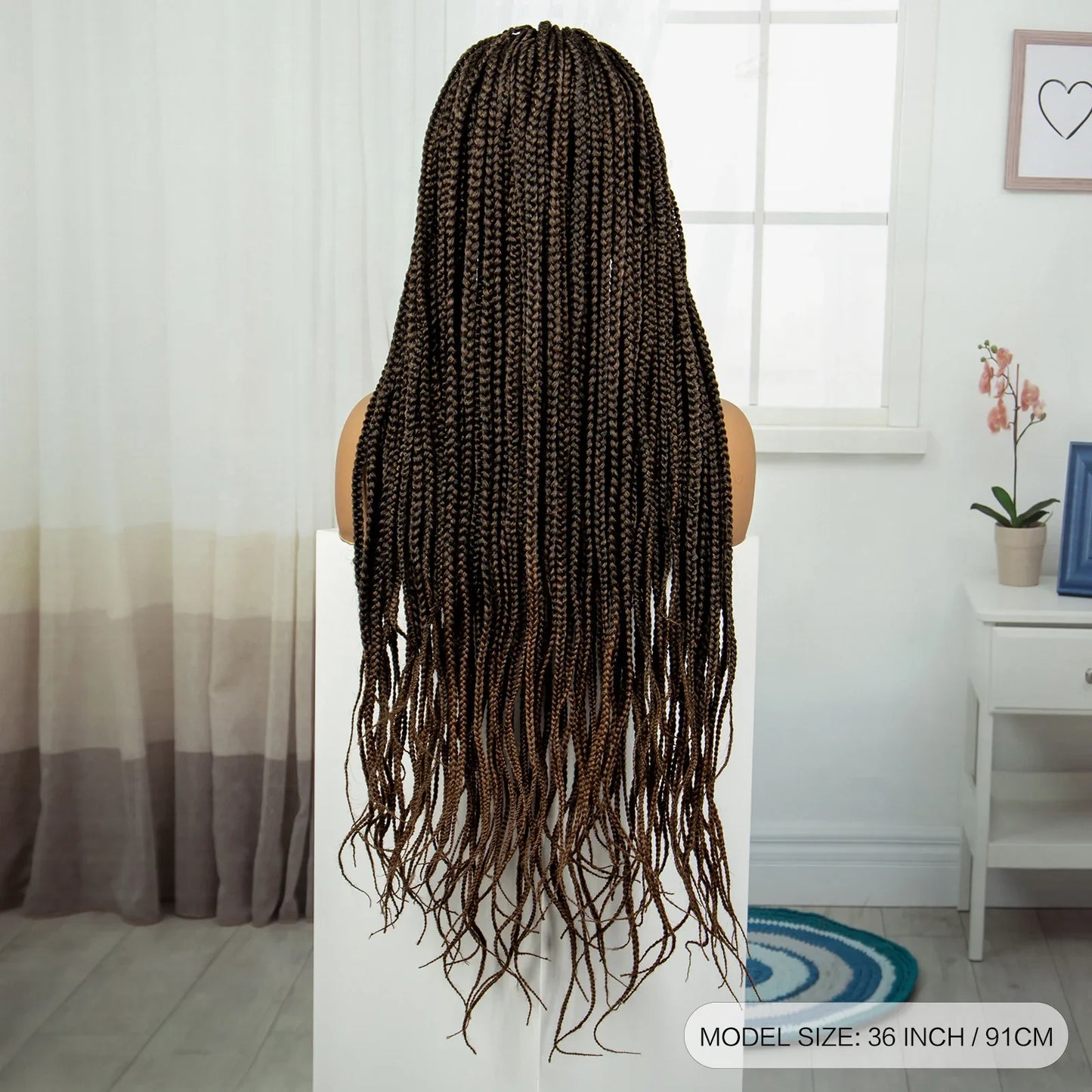 36" Ombre Knotless Braids Wig | 1B/27 | 9x6 Lace Front | Baby Hair
